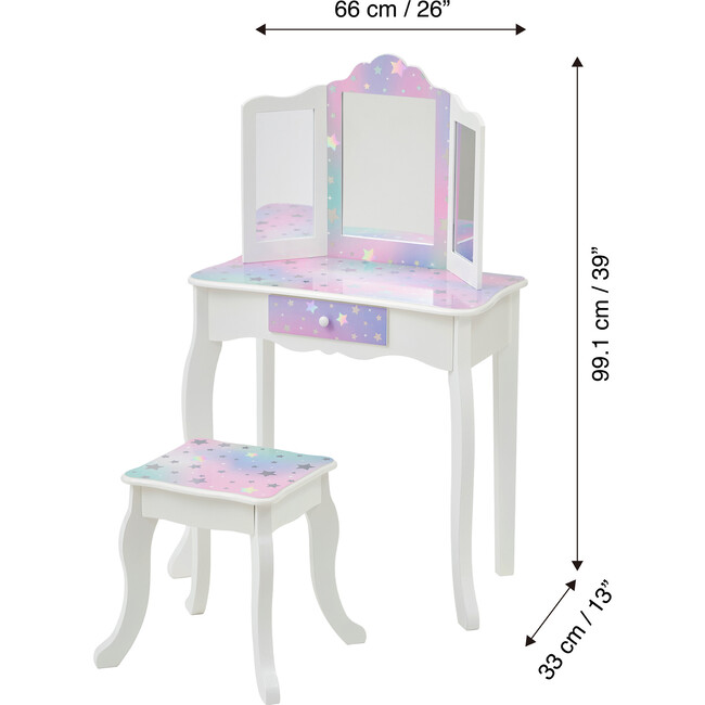 Starry Sky Print Gisele Medium Vanity - White/Lavender - Play Vanities - 7