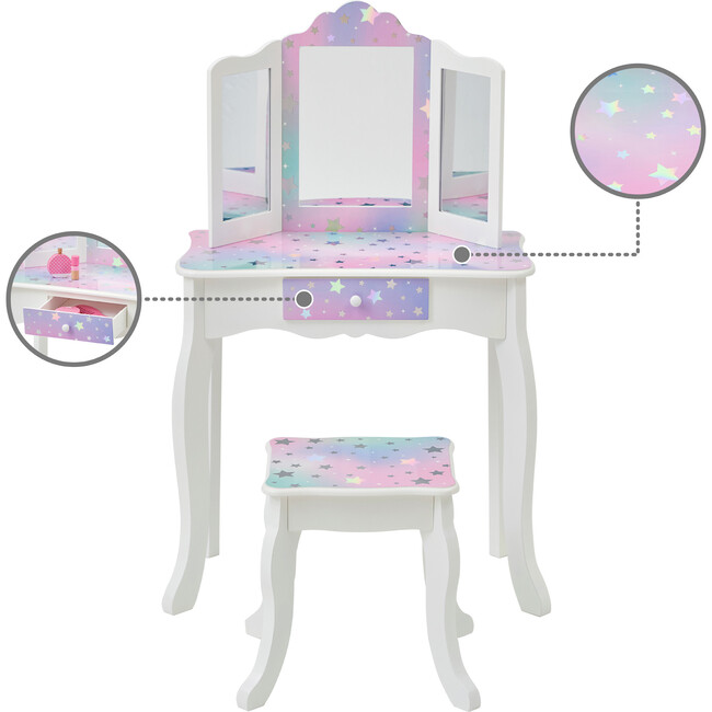 Starry Sky Print Gisele Medium Vanity - White/Lavender - Play Vanities - 8