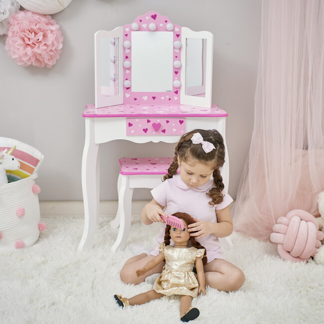 Sweethearts Print Gisele Medium Vanity - White/Pink - Play Vanities - 7