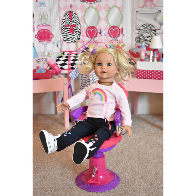 18'' Doll Hair Salon Set, Pink - Doll Accessories - 7
