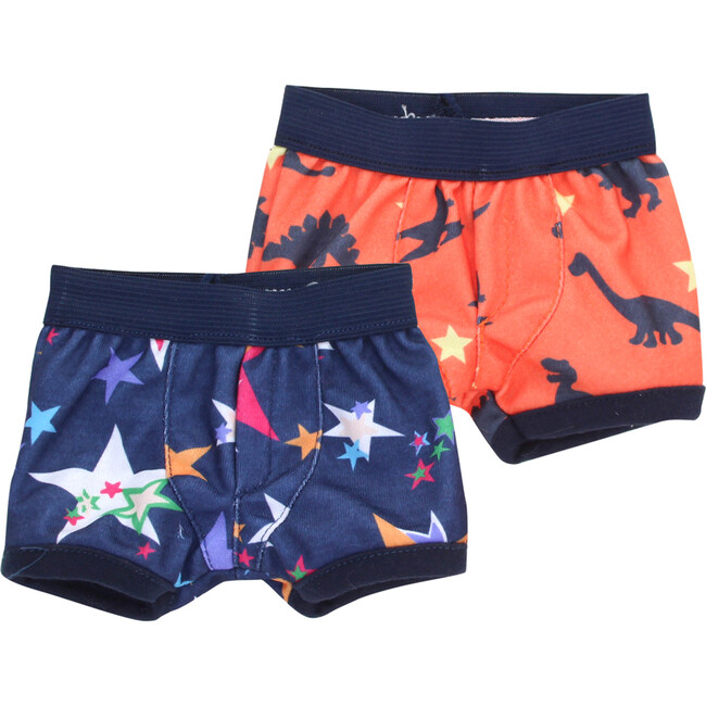 18" Doll Set of 2 Underwear, Stars/Dinosaurs