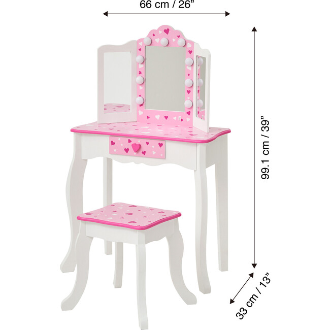 Sweethearts Print Gisele Medium Vanity - White/Pink - Play Vanities - 9