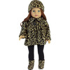 18'' Doll Animal Print Coat, Hat, Black Leggings & Boots, Tan - Doll Accessories - 4 - thumbnail