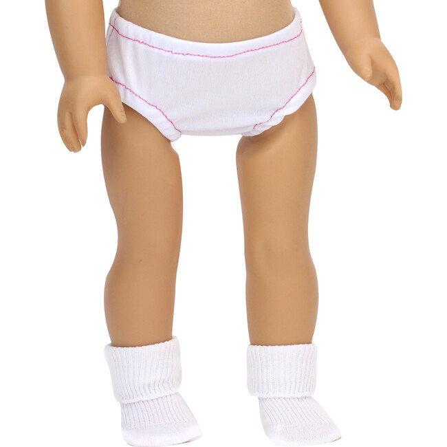 18" Doll - 10 Hangers, 1 Pink Hairbrush, 1 pair Print Undies & 1 pair Ankle Sock, Hot Pink