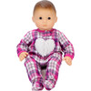 15" Doll Flannel Sleeper w/ Heart, Hot Pink - Doll Accessories - 2