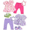 15" Doll Floral Top, Leggings & Headband Set, Purple - Doll Accessories - 1 - thumbnail