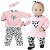 15" Doll Dalmation Print Pants/Shirt, Light Pink - Doll Accessories - 2 - thumbnail