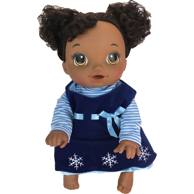 15" Doll, Velvet Snowflake Dress & Stripe Shirt - Navy