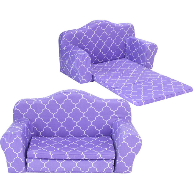 18'' Doll Print Pull Out Sofa Double Bed, Purple