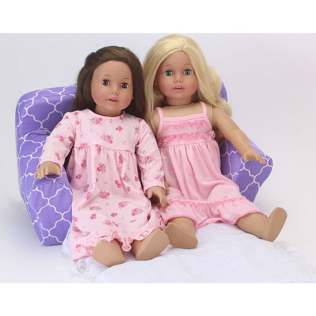 18'' Doll Print Pull Out Sofa Double Bed, Purple - Doll Accessories - 4