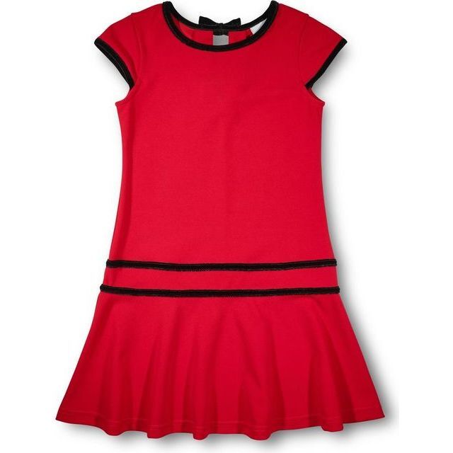 Crepe Knit Dress With Velvet Trim