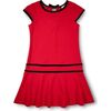 Crepe Knit Dress With Velvet Trim - Dresses - 1 - thumbnail
