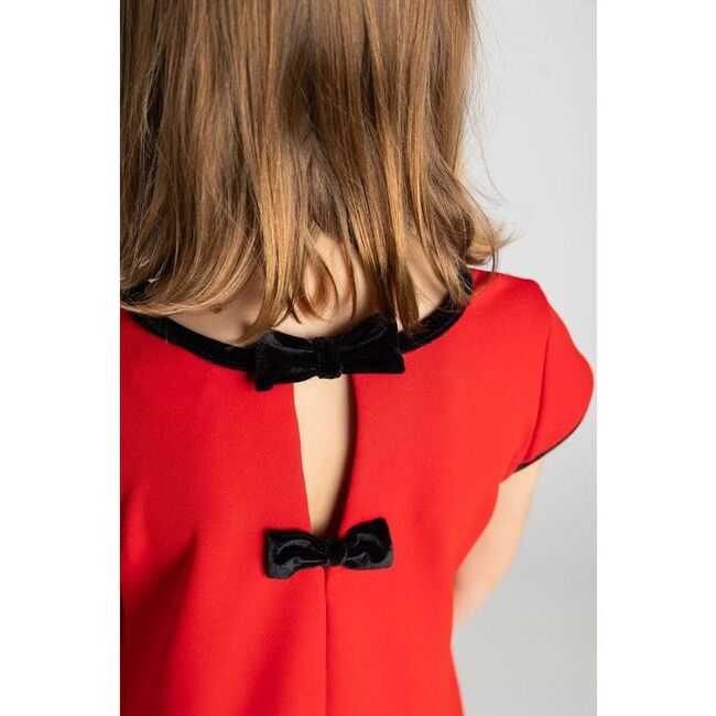 Crepe Knit Dress With Velvet Trim