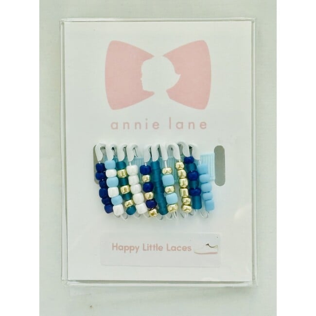 Shoelace Pin Set, small bright blue/gold