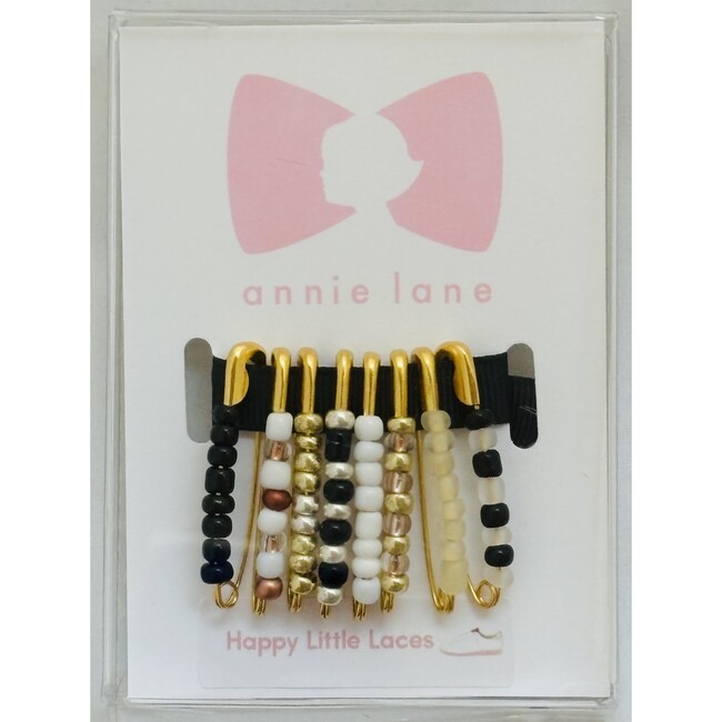 Shoelace Pin Set, large black/metals