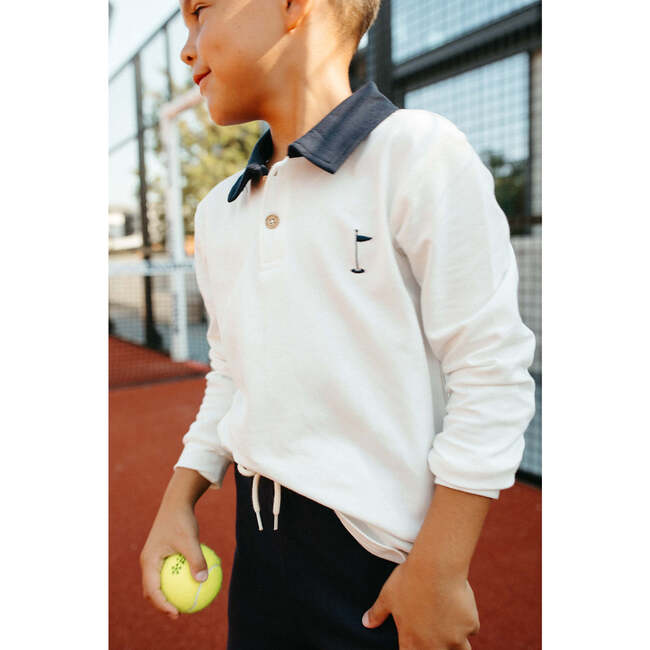 Rhodes Long Sleeve Polo, Off White