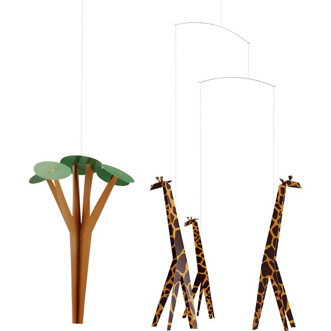 Giraffes on the Savannah Mobile, Yellow/Green