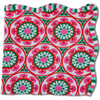Suzani 86" Round Tablecloth, Green, Pink - Tabletop - 1 - thumbnail