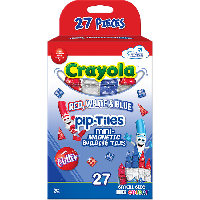 Crayola Red White Blue PIP Magnetic Tiles 27pc