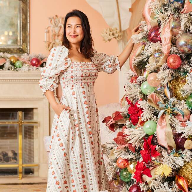 Women's Poinsettia Dress, White - Dondolo Mommy & Me Shop | Maisonette