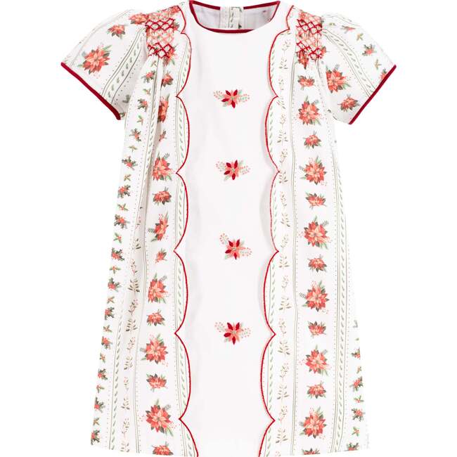 Poinsettia Girl Dress, White - Dresses - 1