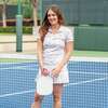 Women's Simona Racket Print Short Sleeve Top, White - Polo Shirts - 2