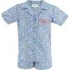 Margaret Girl Pajama Set, Blue - Pajamas - 1 - thumbnail