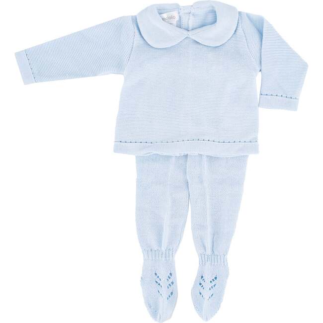 Knit Baby Boy Sweater & Stockings Set, Light Blue - Mixed Apparel Set - 1