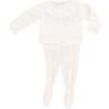 Knit Baby Girl Sweater & Stockings Set, Ivory - Mixed Apparel Set - 1 - thumbnail