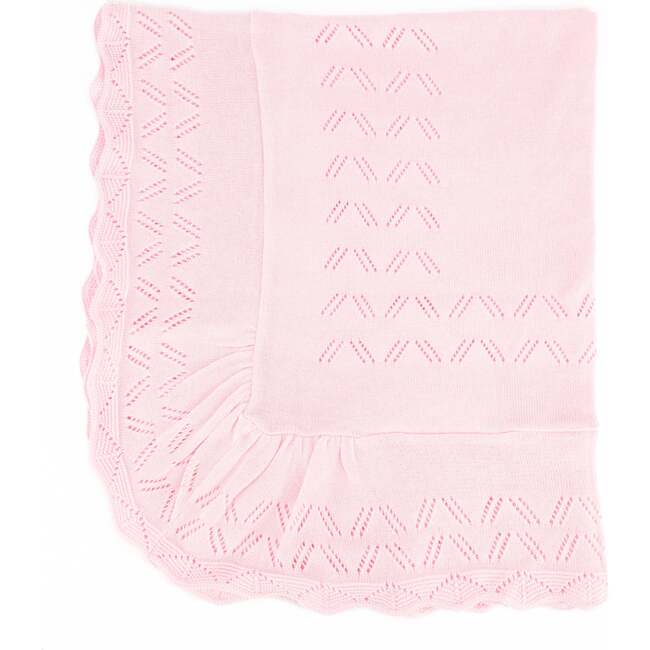 Knit Baby Blanket, Pink - Blankets - 1