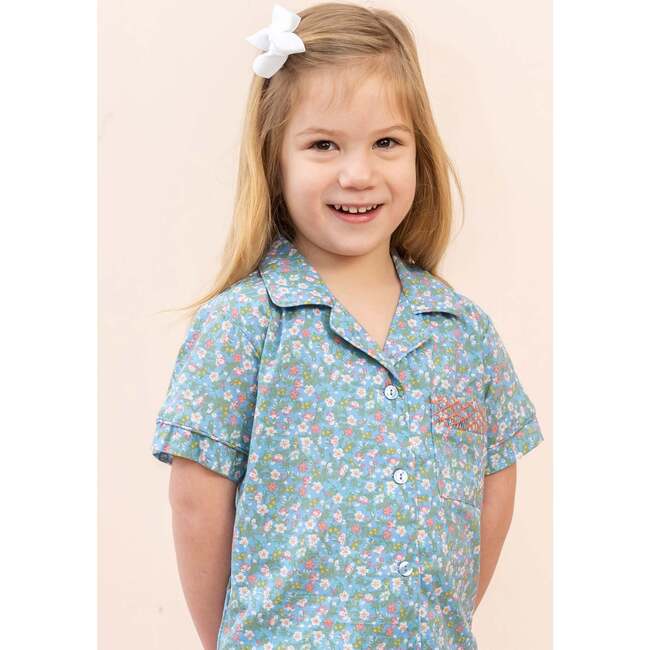Margaret Girl Pajama Set, Blue - Pajamas - 3