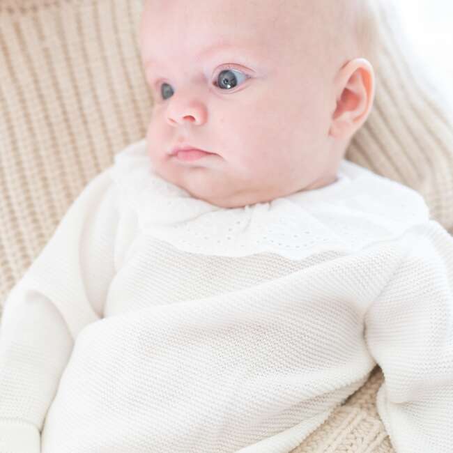 Knit Baby Girl Sweater & Stockings Set, Ivory