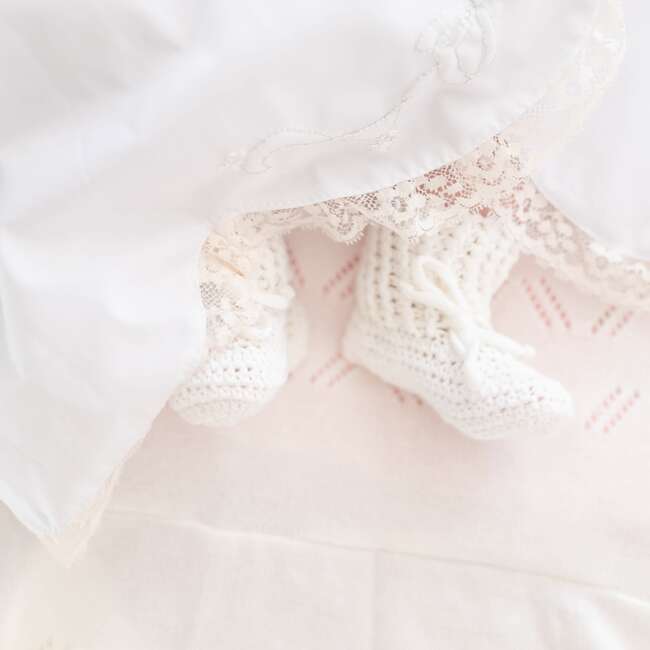 Knit Baby Booties, Ivory - Booties - 2