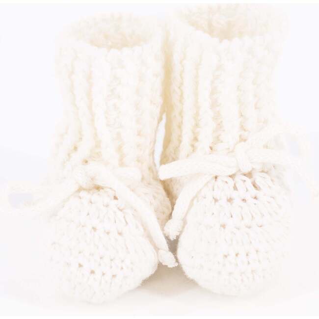 Knit Baby Booties, Ivory - Booties - 3