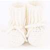Knit Baby Booties, Ivory - Booties - 3 - thumbnail