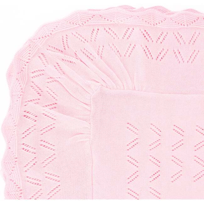 Knit Baby Blanket, Pink - Blankets - 3
