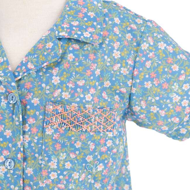 Margaret Girl Pajama Set, Blue - Pajamas - 5