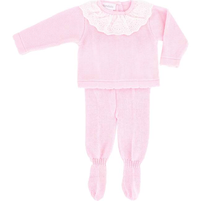 Knit Baby Girl Sweater & Stockings Set, Pink - Mixed Apparel Set - 3