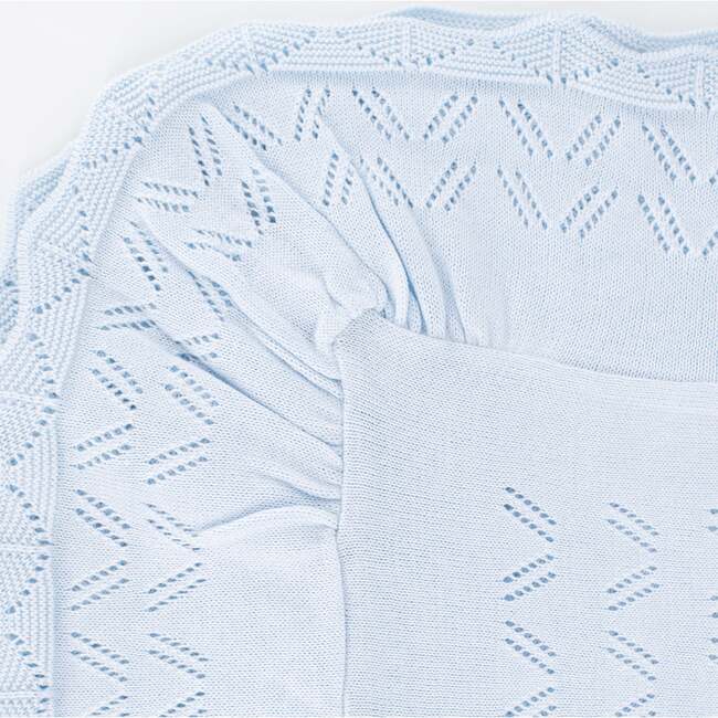 Knit Baby Blanket, Light Blue - Blankets - 3