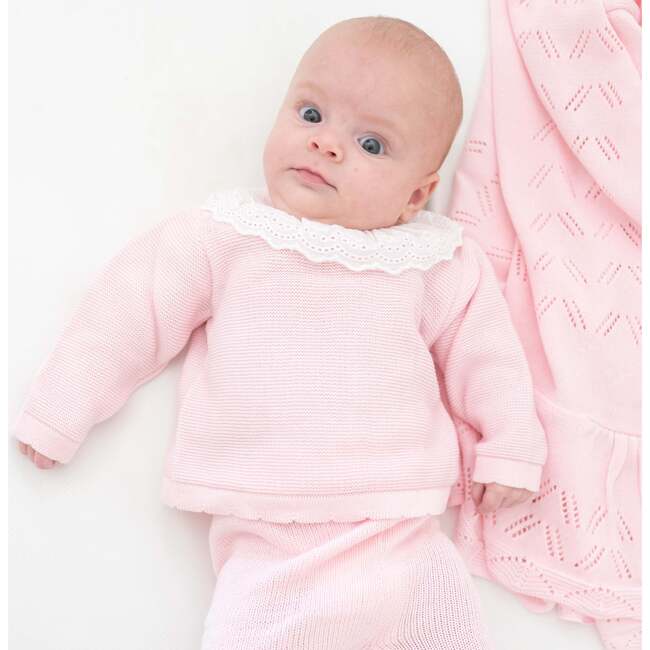 Knit Baby Girl Sweater & Stockings Set, Pink - Mixed Apparel Set - 4