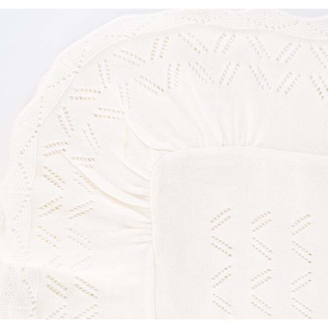 Knit Baby Blanket,  Ivory - Blankets - 4
