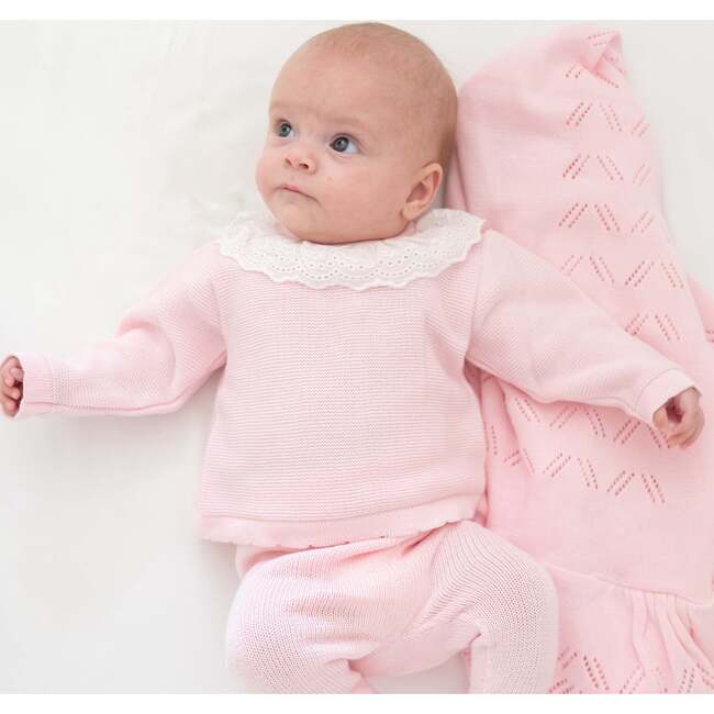 Knit Baby Girl Sweater & Stockings Set, Pink - Mixed Apparel Set - 6