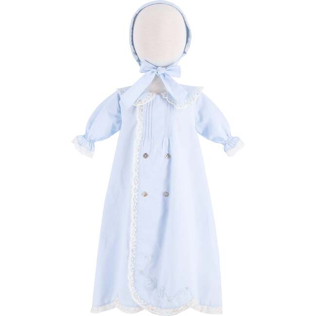 Baby Gown With Bonnet, Light Blue
