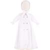 Baby Gown With Bonnet, White - Nightgowns - 1 - thumbnail