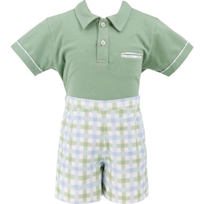 Gardener Boy Polo Set, Green - Mixed Apparel Set - 1