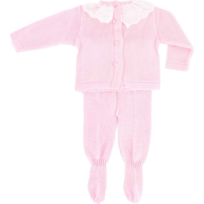 Knit Baby Girl Sweater & Stockings Set, Pink - Mixed Apparel Set - 7