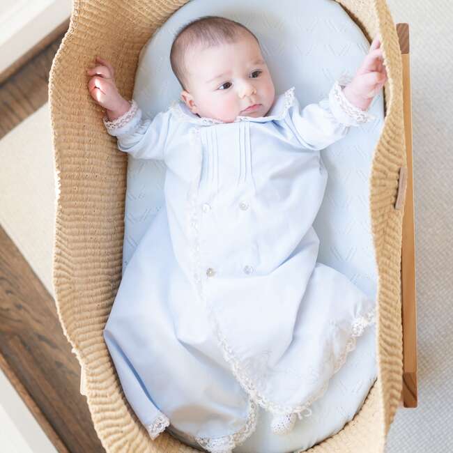 Baby Gown With Bonnet, Light Blue