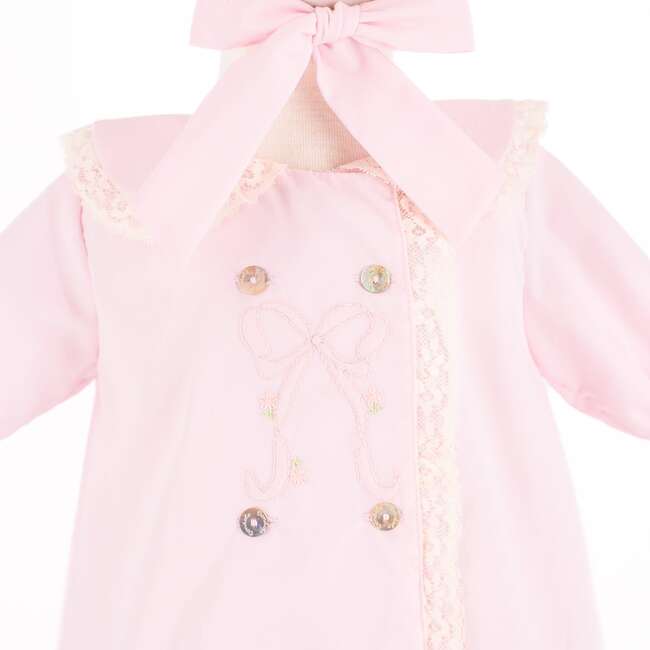 Baby Gown with Bonnet, Pink - Nightgowns - 3