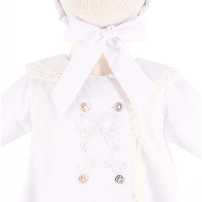 Baby Gown With Bonnet, White - Nightgowns - 3