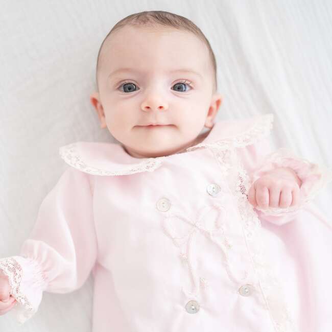 Baby Gown with Bonnet, Pink - Nightgowns - 4